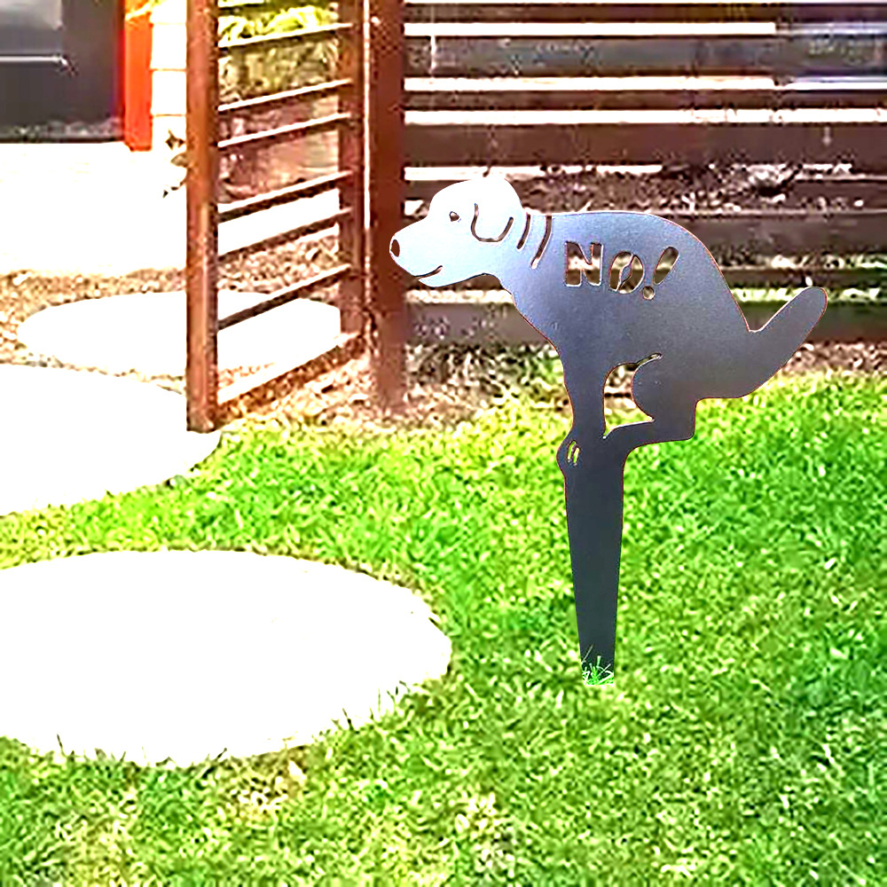 独立站黑色小狗标志欧式草坪雕塑花园装饰圣诞地插No Pooping Dog详情6
