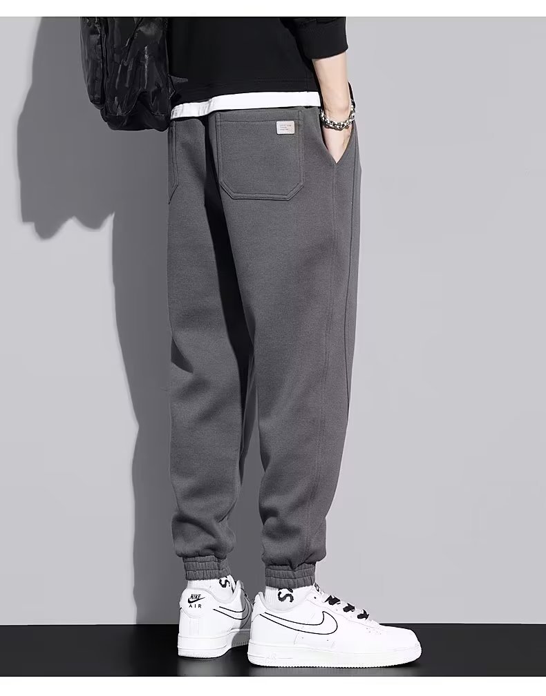 休闲卫裤男士春秋款宽松束脚裤秋季抽绳弹力针织运动哈伦潮男长裤详情10