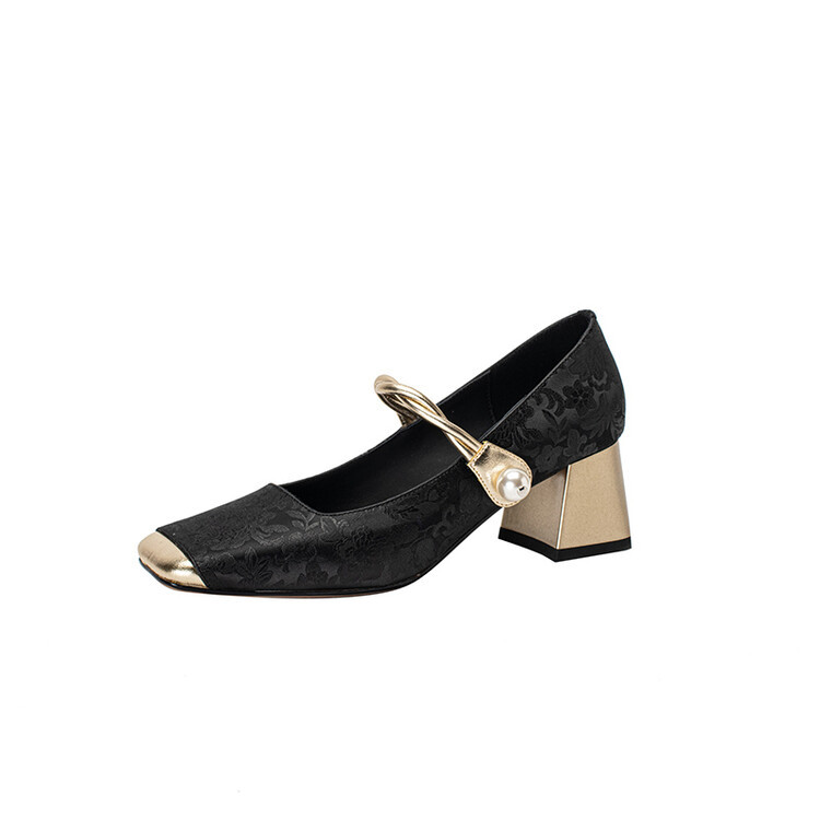 新中式国朝风单鞋2024春季新款百搭复古法式粗跟方头浅口女士单鞋详情52