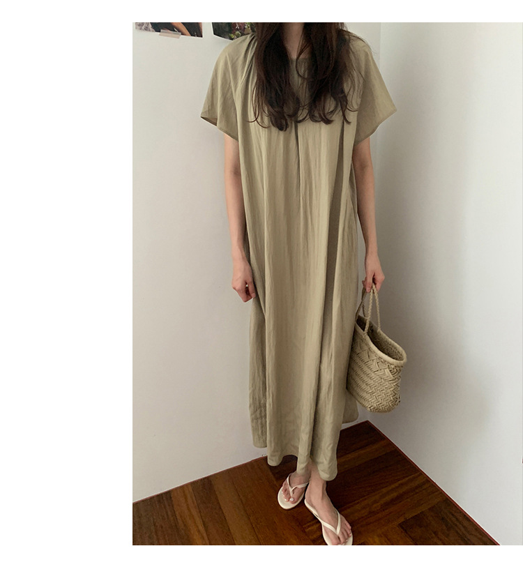 2024年夏季新款连衣裙 韩国ins风休闲家居宽松短袖度假中长款裙子详情10