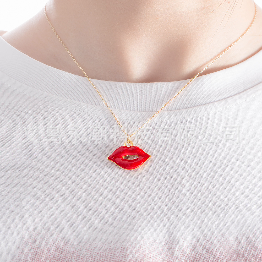 Yiwu Accessories Alloy DIY accessories Spring and Summer bestsellers Red lip earrings, earrings, necklaces, pendants, niche design styles pic 9