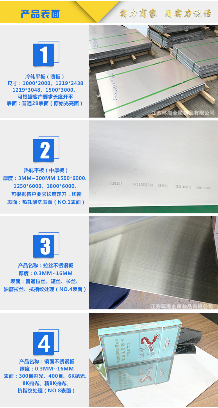 201 304 316L 321 310S不锈钢板冷轧镜面油磨拉丝薄板 热轧中厚板详情3