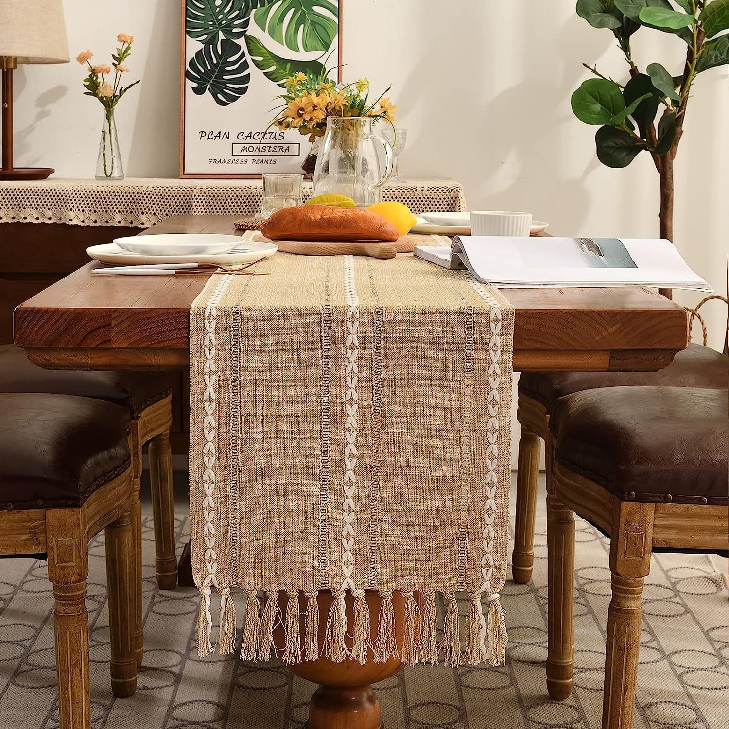 New cross-border Amazon handcrafted table flag, hollowed-out American country white tablecloth, dressing table scarf factory wholesale pic 16