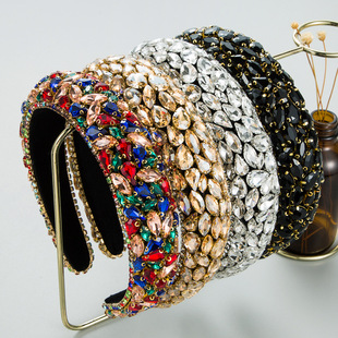 New style hair bands, European and American fashion, light luxury, full diamond pearl headbands, Korean-style elegant facial cleansing headwear wholesale and export pic 9
