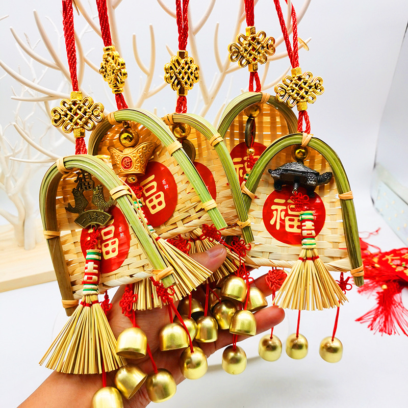 Copper coins, small brooms, dustpans, hanging ornaments, door decorations for moving into a new home, indoor hanging ornaments, TV wall decorations for the Qingming and Dragon Boat festivals pic 24