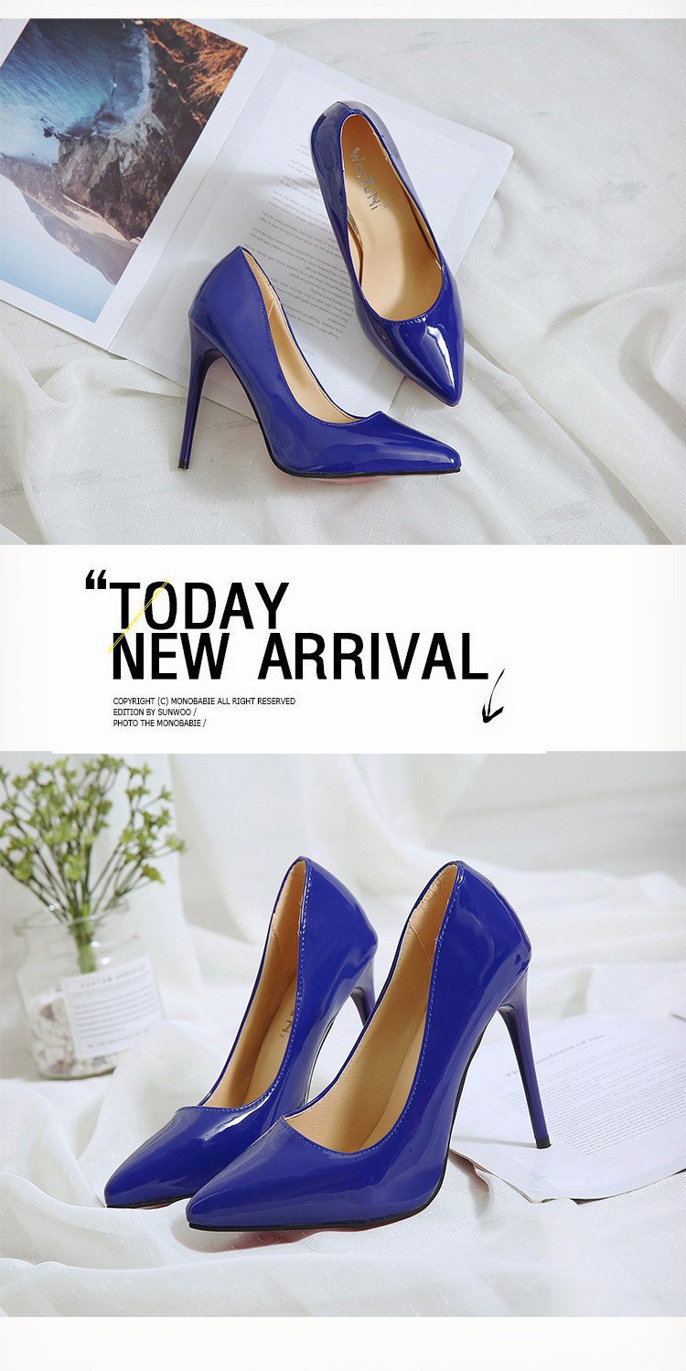 高跟鞋女2021新款女鞋春季欧美风尖头浅口单鞋女式细跟漆皮时装鞋详情13