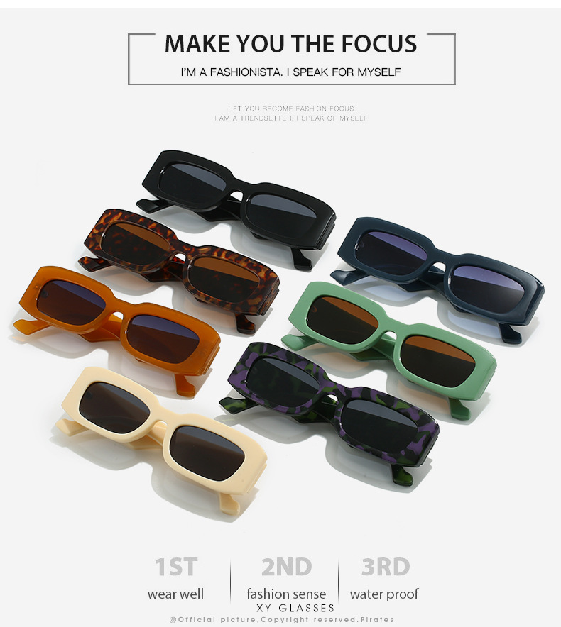 2024跨境新款简约方形太阳镜 欧美时尚品牌CU家爆款矩形百搭墨镜详情3