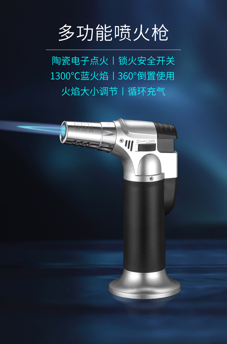 Simple lighters, windproof wholesale, mini direct injection high-temperature welding gun, moxibustion, personalized inflatable metal spray gun, flamester pic 1