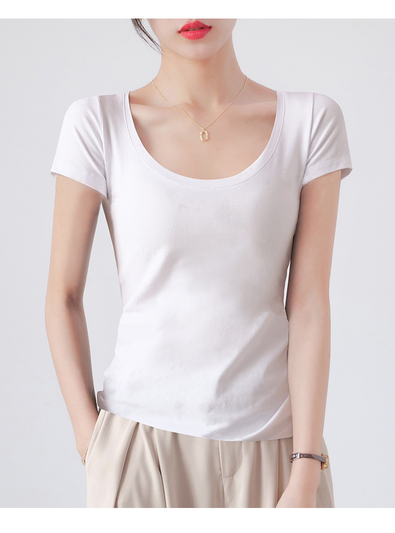 白色修身圆领纯棉短袖t恤女夏季2025新款内搭打底衫显瘦紧身上衣详情1