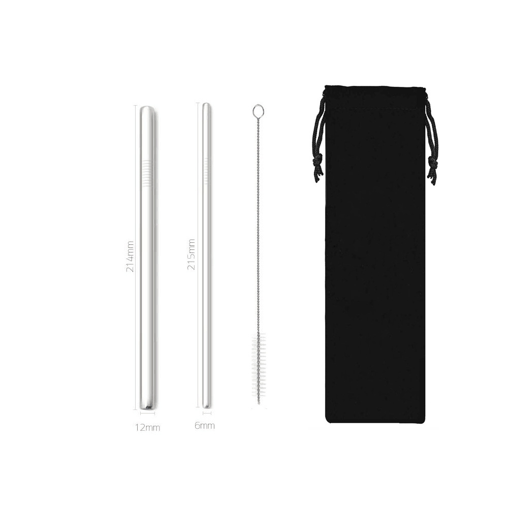 SWENO thickened 304 stainless steel straws, eco-friendly and portable, black bag straw set, customizable, portable, easy to clean, reusable, thickened stainless steel straws for outdoor and household use. pic 5