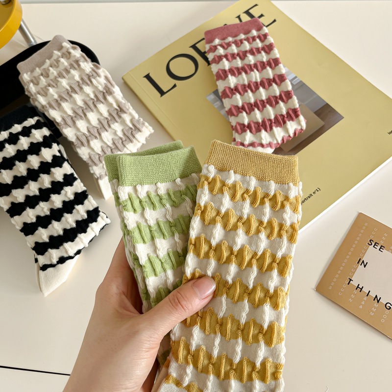 袜子女堆堆袜薄款日系简约棉袜透气纯色百搭中筒袜休闲糖果色袜子详情6
