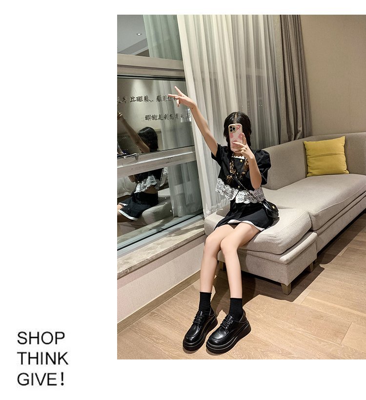 韩版简约休闲乐福鞋女2022秋季新款英伦风厚底单鞋时尚系带小皮鞋详情14