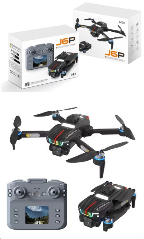 跨境新品J6P带2.4寸屏无刷电机高清航拍遥控飞机玩详情2