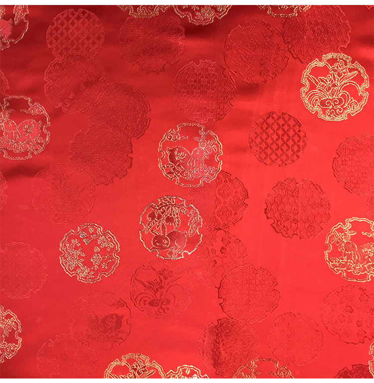 国潮现货色织宋锦中式马甲国风布料八达纹藻井竹叶提花仿宋锦旗袍面料详情10