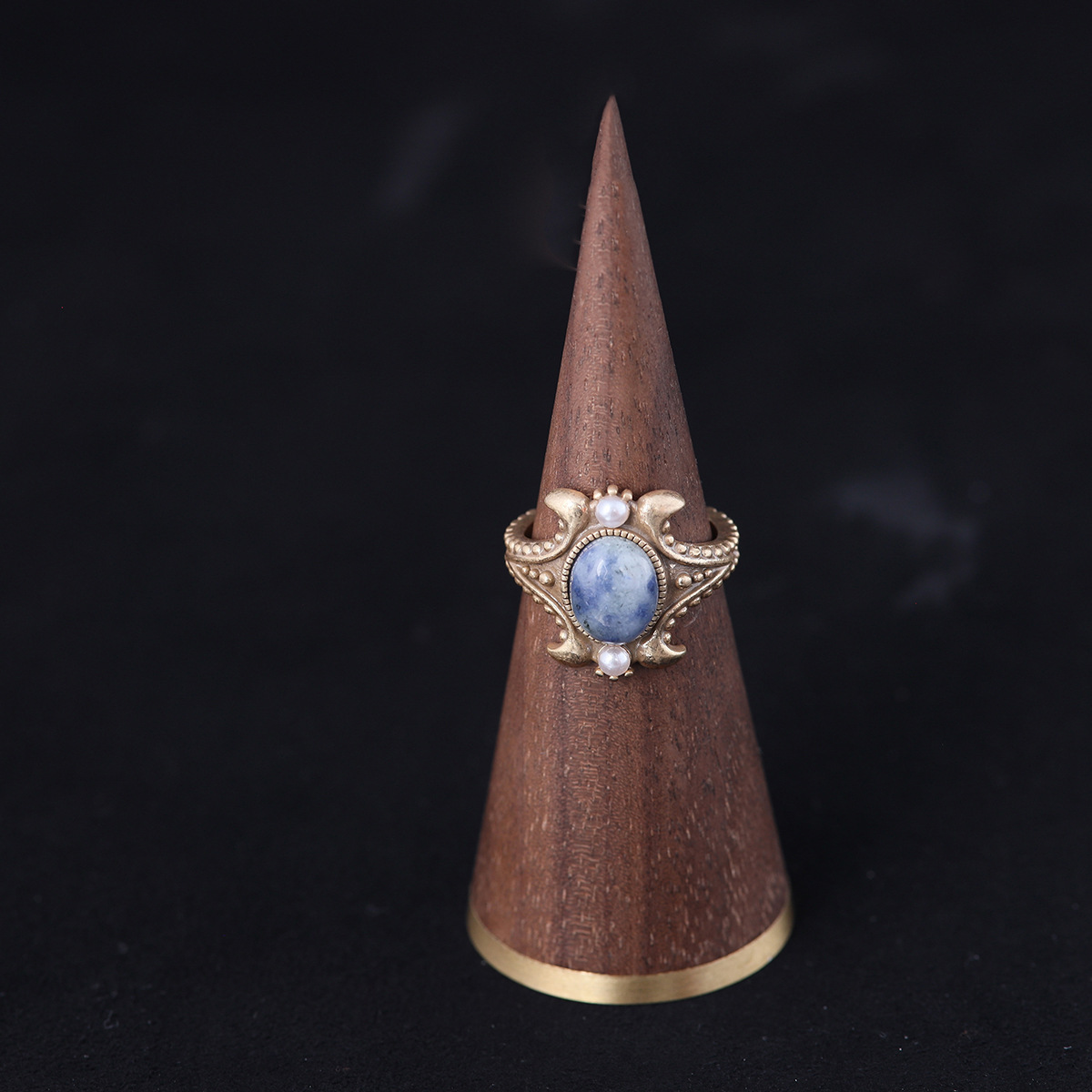 中古vintage高级感复古轻奢高级感女款青岛工厂批发天然石戒指详情2