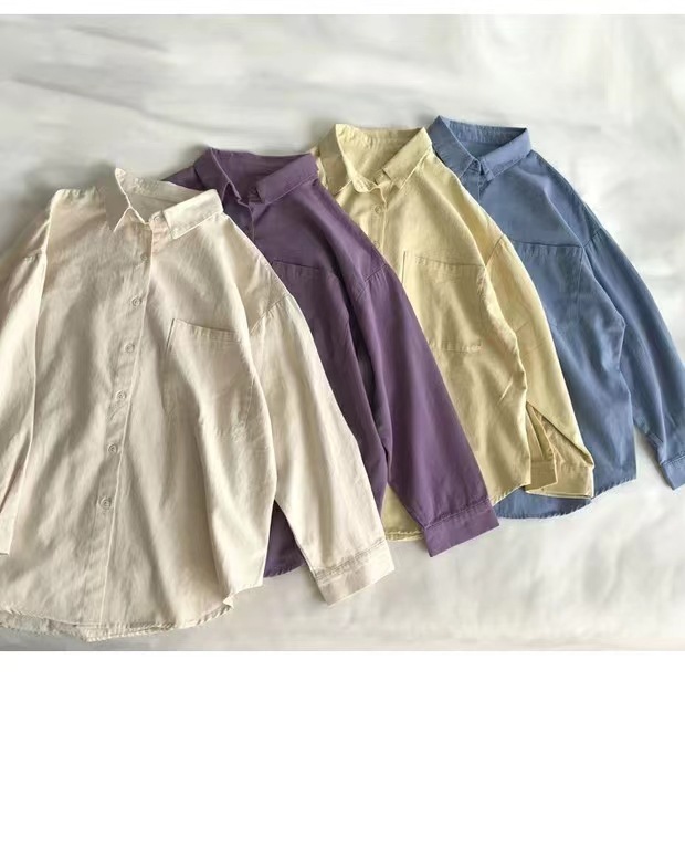 Super comfortable! Pure white washed cotton long-sleeved shirt, a versatile casual jacket for women in spring, cardigan, loose top pic 5