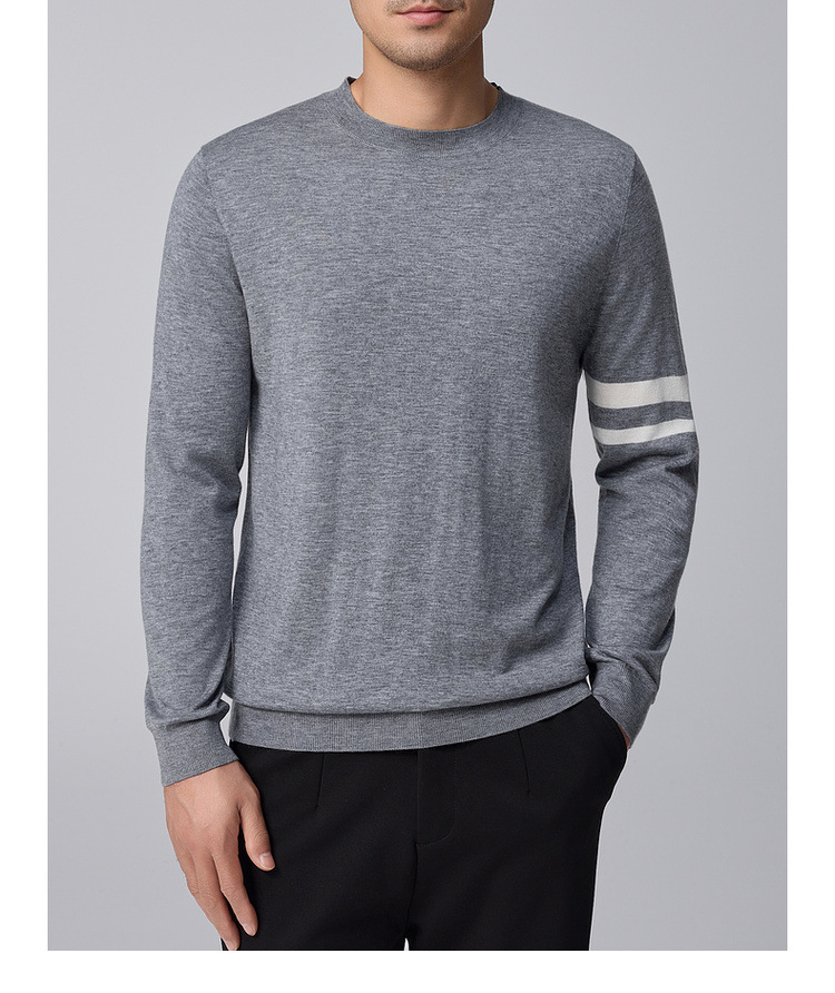 墨麦客男装条纹撞色打底羊毛衫男2024冬季新款简约男士毛衣20810详情16