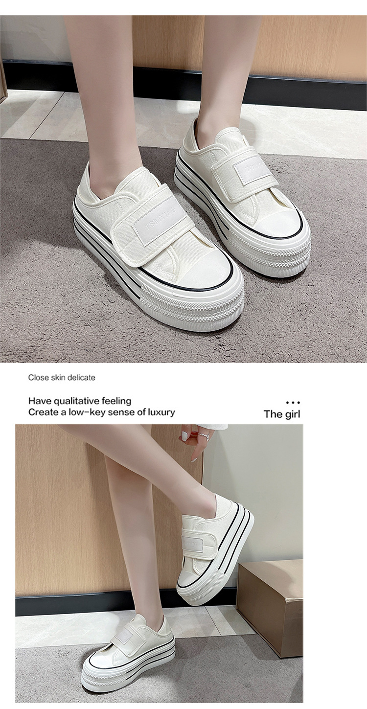 厚底两穿小白鞋女2024夏季新款一脚蹬懒人鞋增高半拖魔术贴帆布鞋详情6