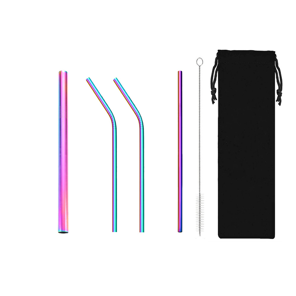 SWENO portable 304 stainless steel straw set for milk tea, coffee and beverages, colorful straw set, can be equipped with a velvet bag, portable, easy to clean, reusable stainless steel straws for outdoor and household use pic 14