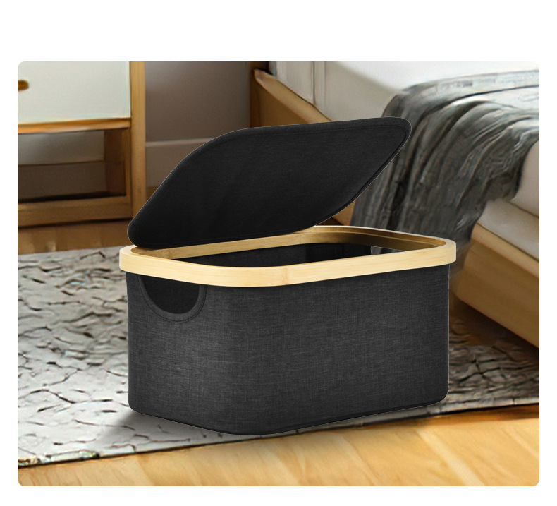 Cationic fabric storage baskets with folding LIDS, stationery storage, bedroom underwear, socks and organizing storage baskets pic 11