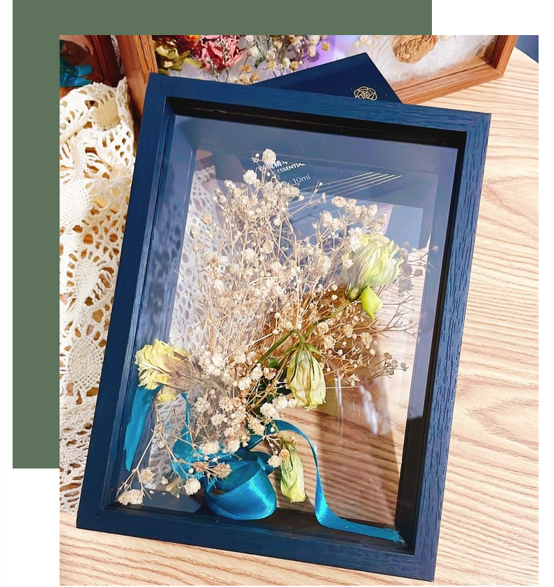 Wholesale of Nordic dried flower photo frames, handmade diy wooden hollow three-dimensional double-sided transparent acrylic long strip display pieces pic 12