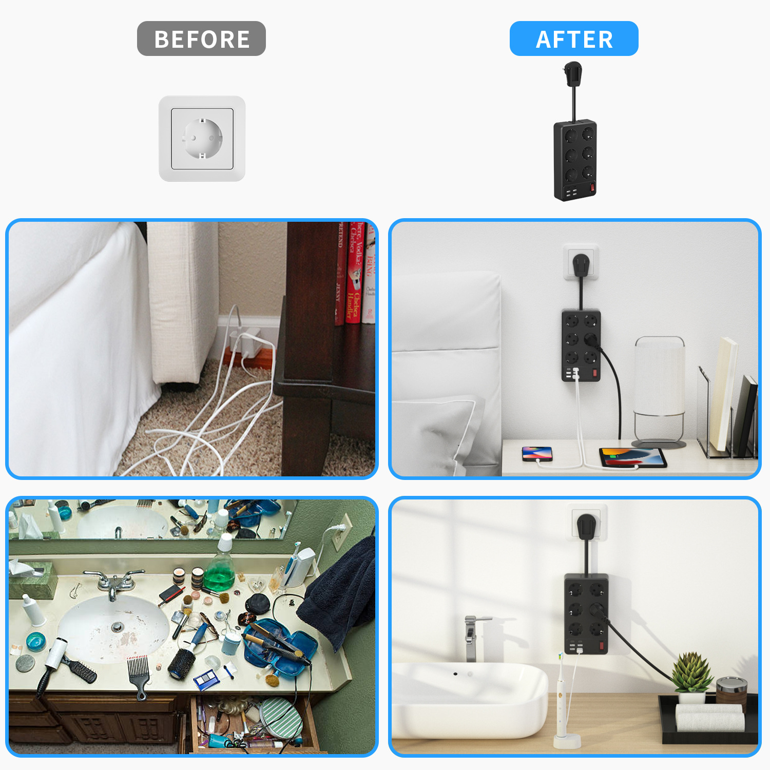 New Kuajing European Standard USB power strip multi-functional wall socket Wall plug pic 7