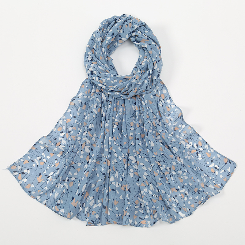 马来西亚新款女士包头长巾小碎花珍珠雪纺防晒披肩穆斯林包头纱巾详情23