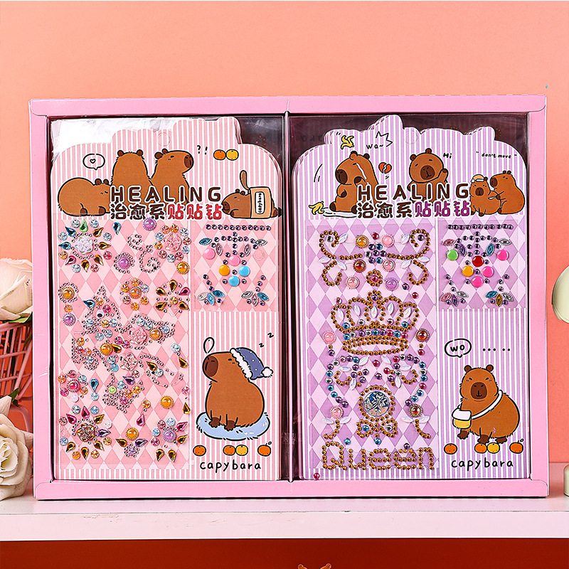 新款卡皮巴拉系列装饰贴 治愈系贴贴钻亚克力手机保温杯贴纸详情2