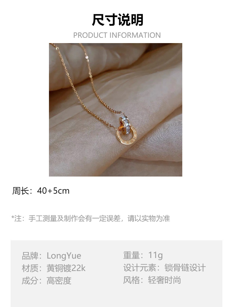 Gold brick titanium steel necklace for women, light luxury, high-end design sense, niche golden collarbone chain, 2025 new trendy sweater chain pic 2