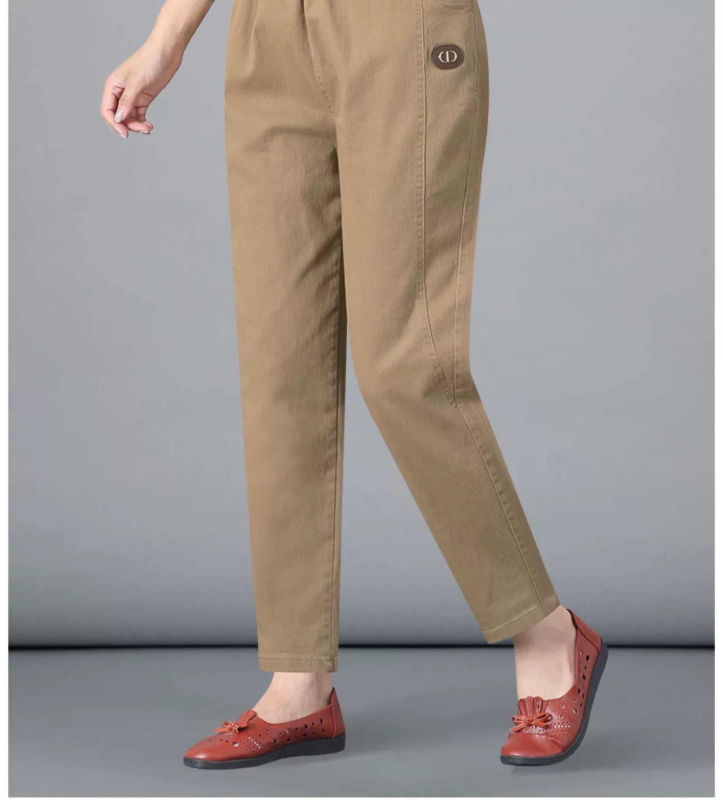 斜纹棉秋冬长裤中老年纯棉弹力女裤中年人春秋款外穿宽松直筒详情13