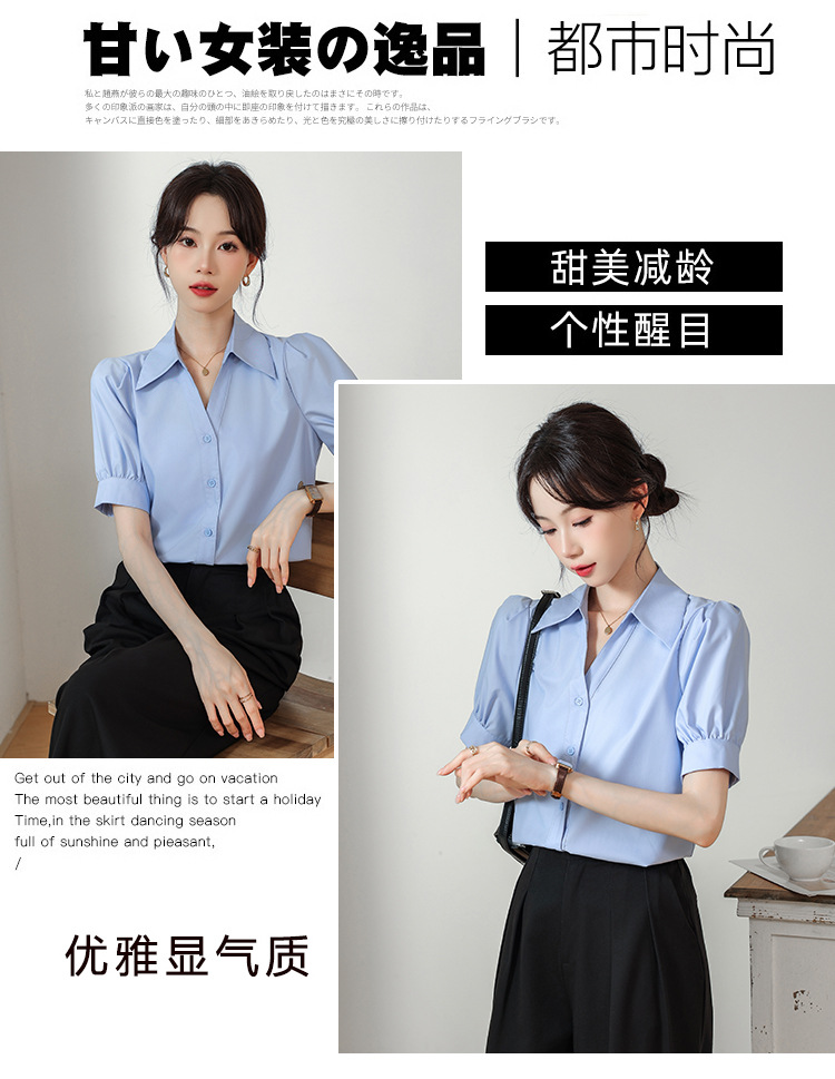 A niche chiffon shirt and top for summer 2024, a new short-sleeved shirt for women with a French style that makes them look slimmer pic 9