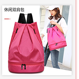 新款束口双肩包 轻便户外登山运动包男女 篮球背包牛津布抽绳背包详情7