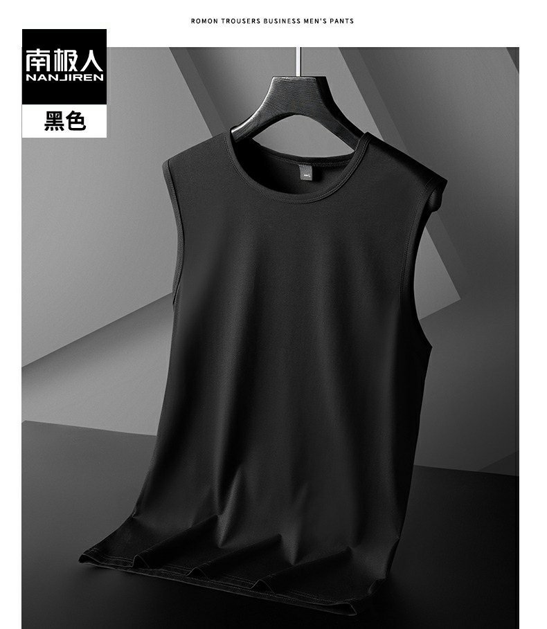 Ice Silk Modal sleeveless T-shirt for men, summer trendy brand pure cotton vest, fitness sports waistcoat, base layer shirt for men pic 12