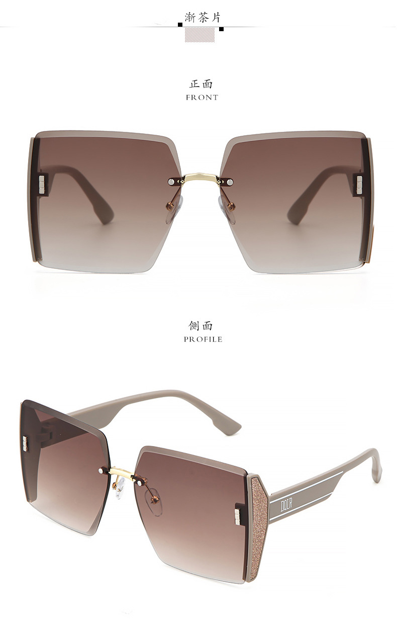 2023 new square frameless edge-cut sunglasses, popular personalized glasses, large-frame fashionable sunglasses wholesale in stock pic 14