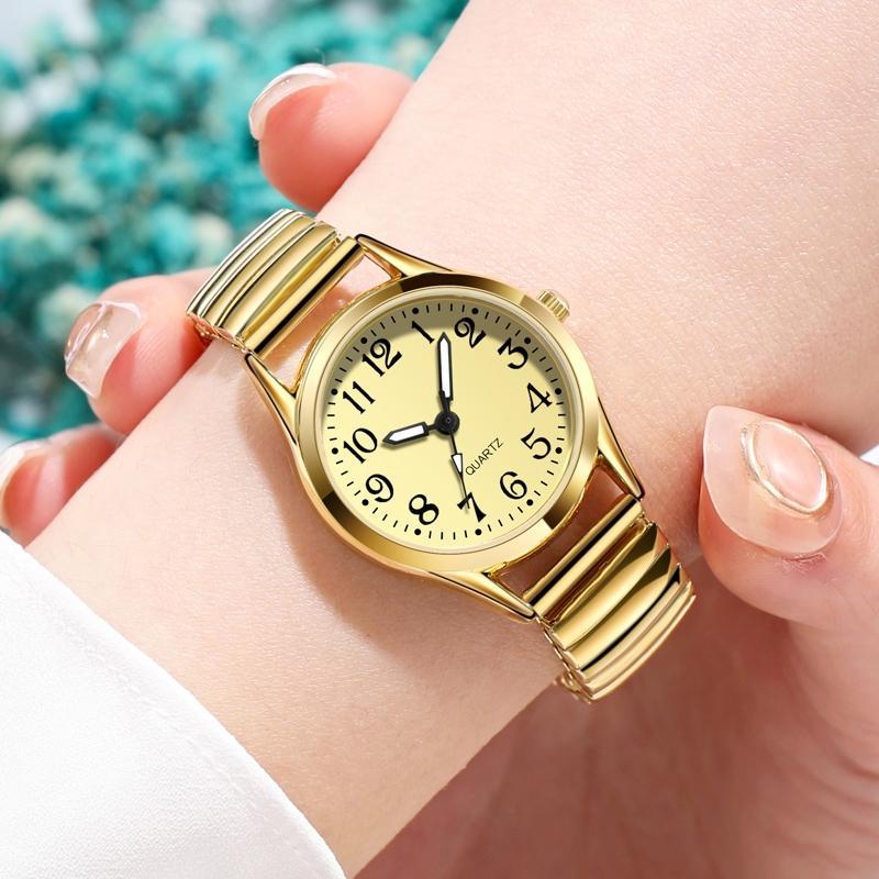 中老年人松紧弹簧带老人手表男女大数字防水夜光石英手表批发详情21