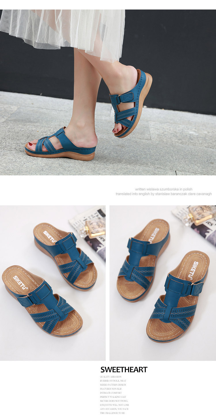 New European and American sandals for women, cross-border car line, mom shoes, large-sized sandals, wedge heel slippers, one-piece consignment pic 17