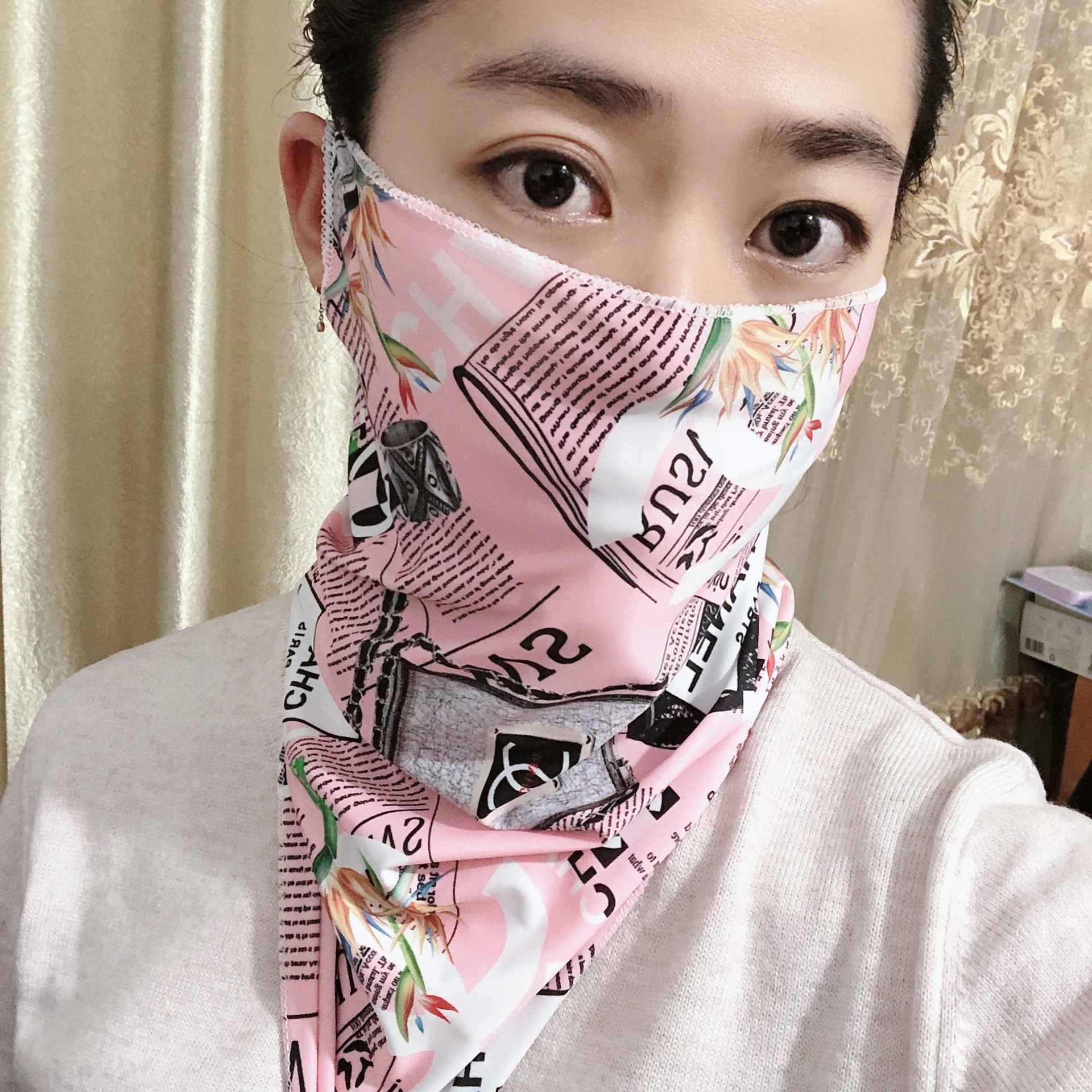Sun protection mask, UV protection, cashew flower spring and autumn face towel, ear-hanging full-face neck protector, men and women, summer cycling and driving pic 15