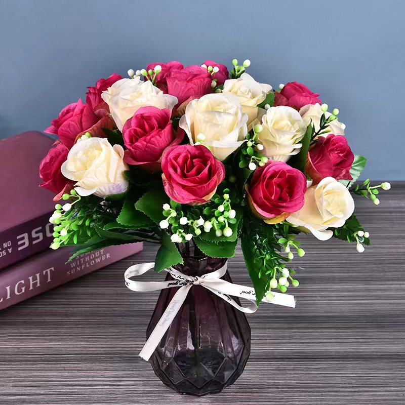 客厅工艺品摆设塑料假花仿真干花束装饰盆栽餐桌绢花茶几摆件花艺详情16