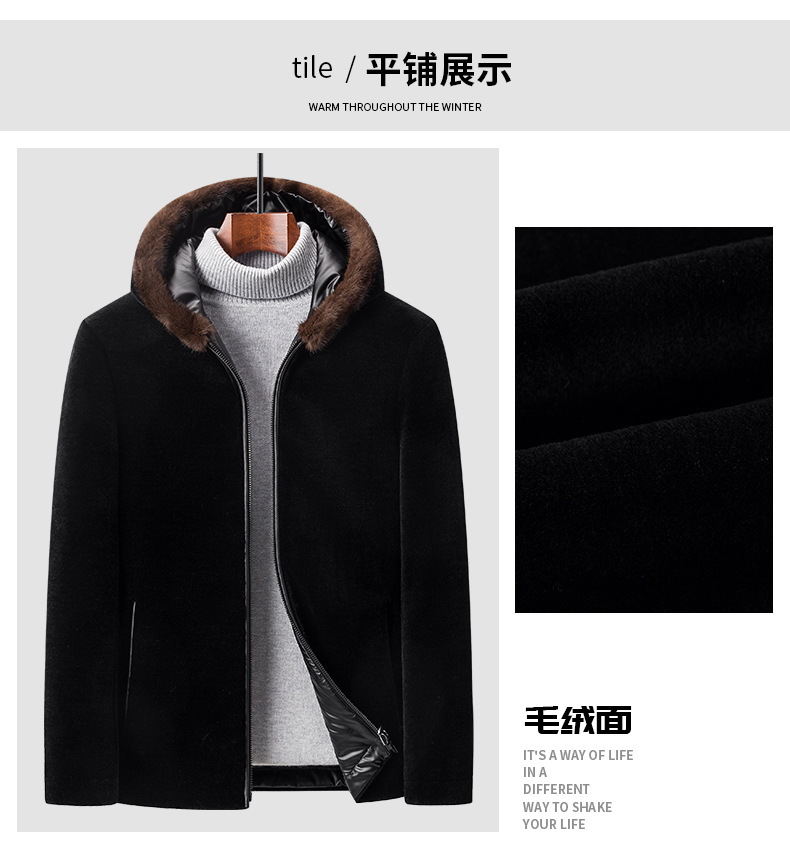 2023冬新款男士羊剪绒外套 双面羽绒内胆连帽夹克 一件代发AM8932详情11