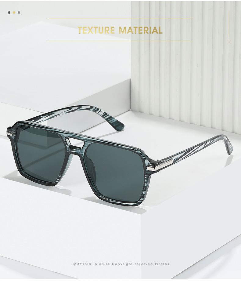 2023新款简约欧美经典外贸方框双梁太阳镜男女士百搭修脸时尚墨镜详情2