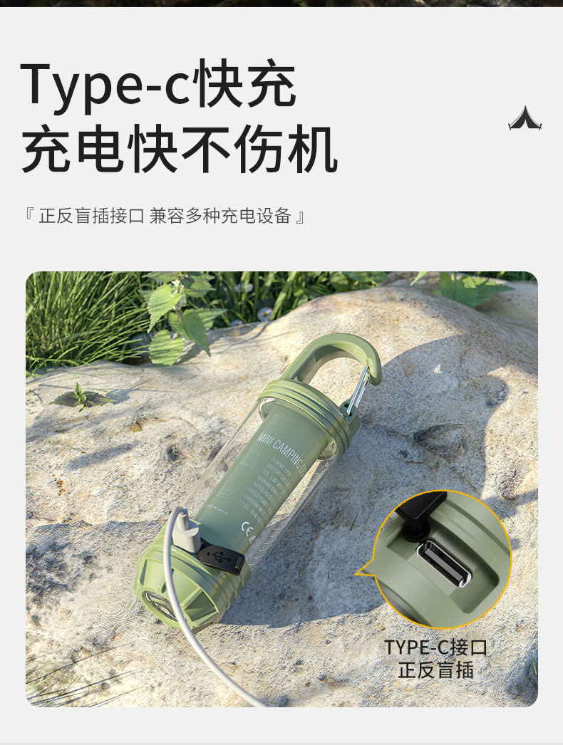 2024新款多功能户外野营灯 便携式强光手电筒充电迷你复古露营氛围灯12详情15