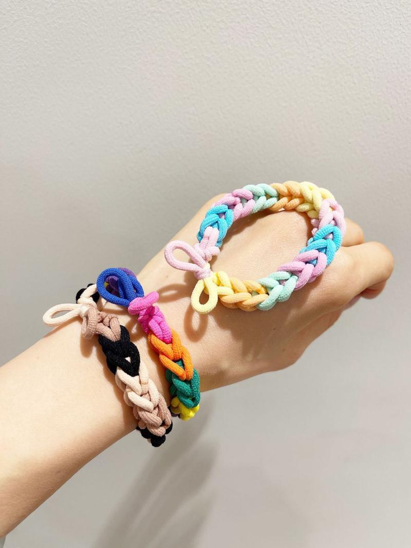 小清新手工编织彩色头绳女扎马尾皮筋高弹力发圈简约粗皮筋发圈详情6