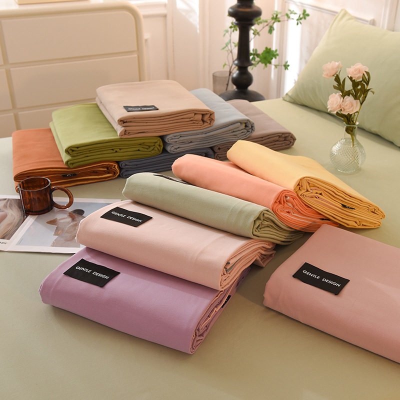 批发100纯棉磨毛四件套纯色A类母婴级无荧光超柔全棉被套床单子详情15