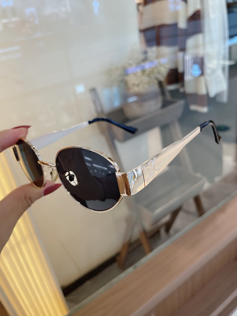 New cat-eye high-definition polarized glasses, oval-shaped personalized metal-framed sunglasses, fashionable and retro sunglasses for female Internet celebrities pic 15
