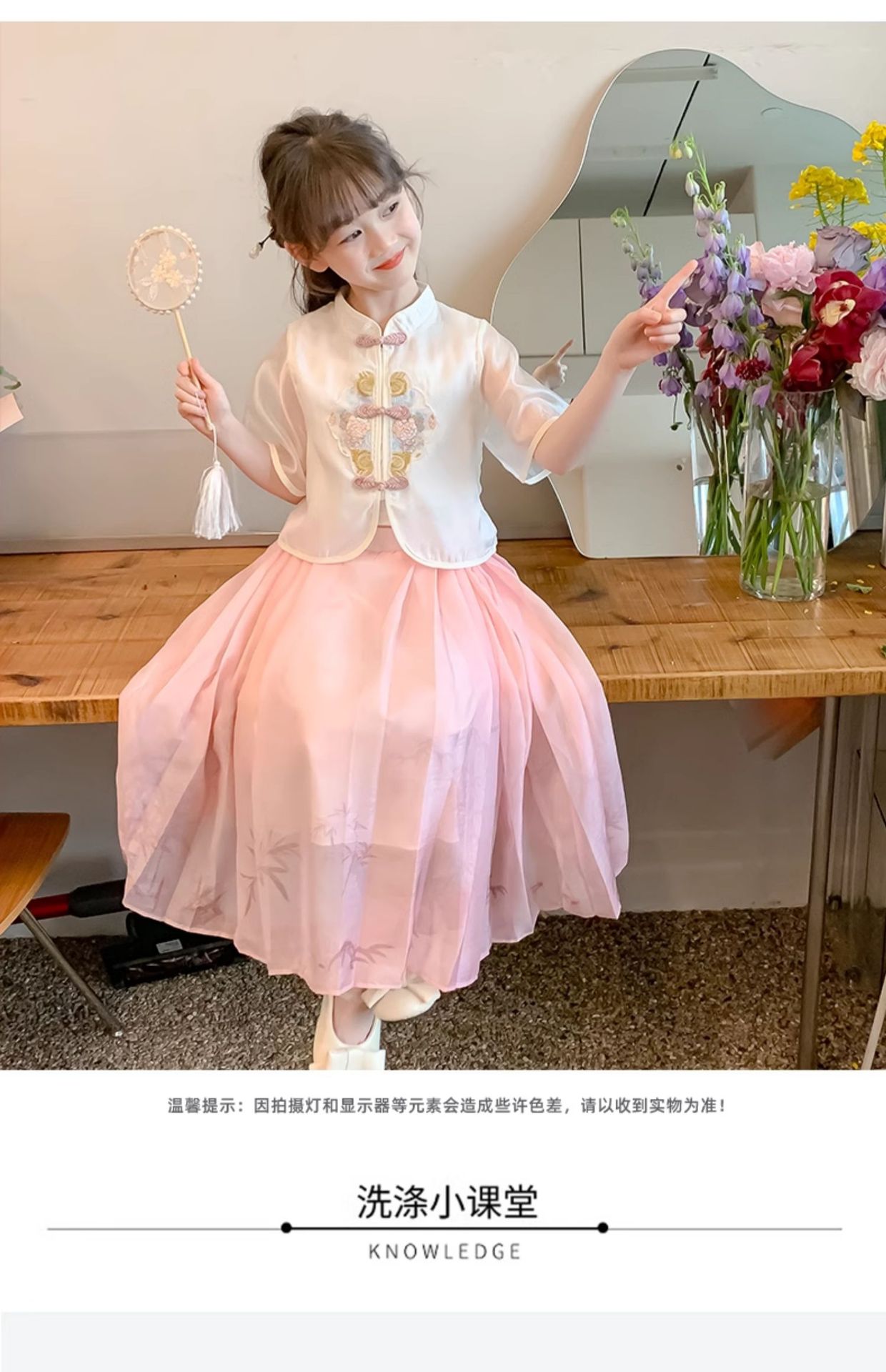 国潮女童短袖连衣裙2025夏季新款儿童中国风夏装裙子女大童公主裙套装详情11