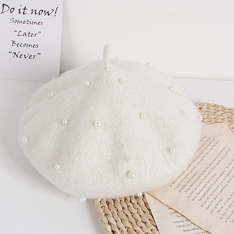 Korean autumn and winter pearl children's berets for outings, cute girl and baby pearl hats for cross-border direct supply pic 23