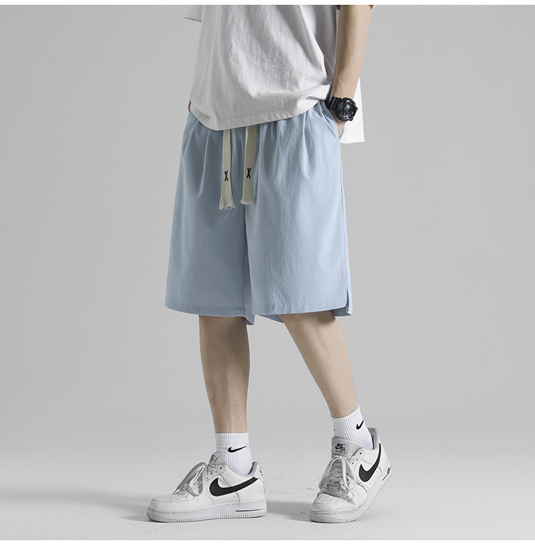 Ice silk shorts for men, summer thin basketball sports, quick-drying beach mid-length pants, loose workwear, casual 5-inch pants pic 6