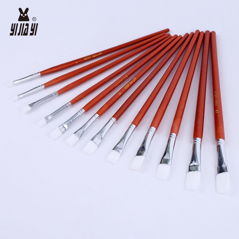 12 bamboo handle nylon bristle colored oil paint pointed brushes are selling well in wholesale trade from the manufacturer pic 12