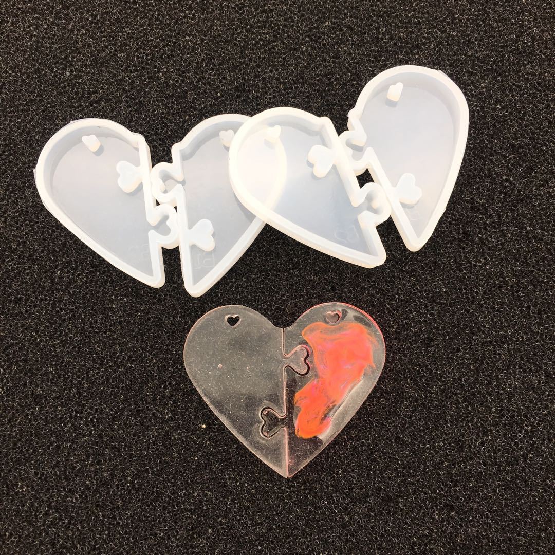 diy silicone crystal resin couple pendants, new heart-shaped pendants, heart-shaped lock ashtrays pic 7