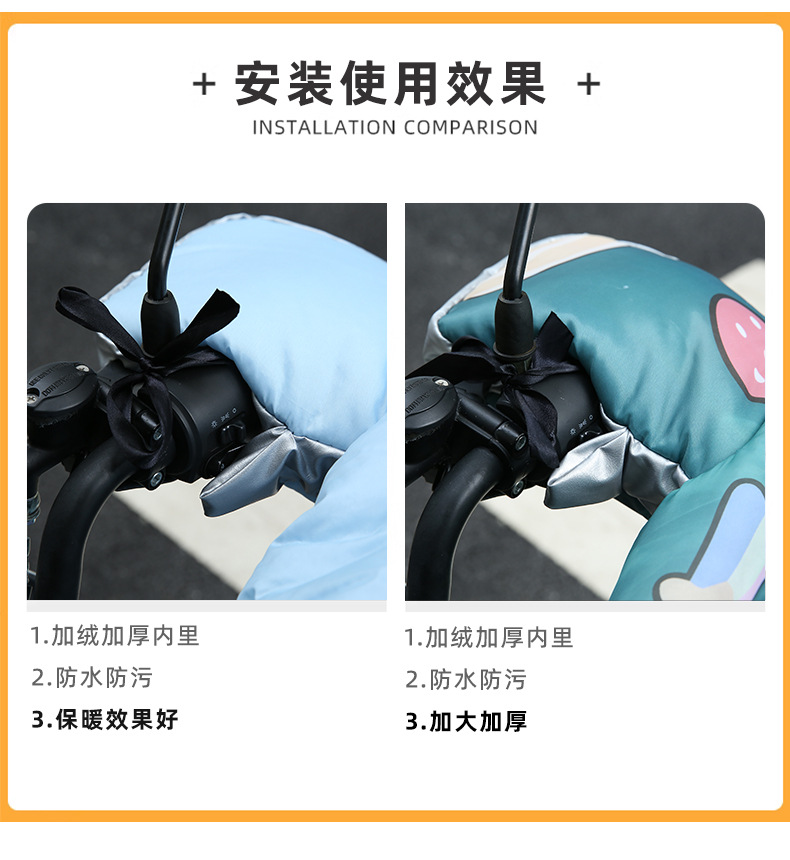 冬款印花防水挡风被侧翼加绒款电瓶车防风被冬季加绒加厚防风罩详情8